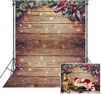 Christmas Rustic Wood Wall Photography Backdrop Snowflake Glitter Xmas Wooden Floor Background for Christmas Birthday Party