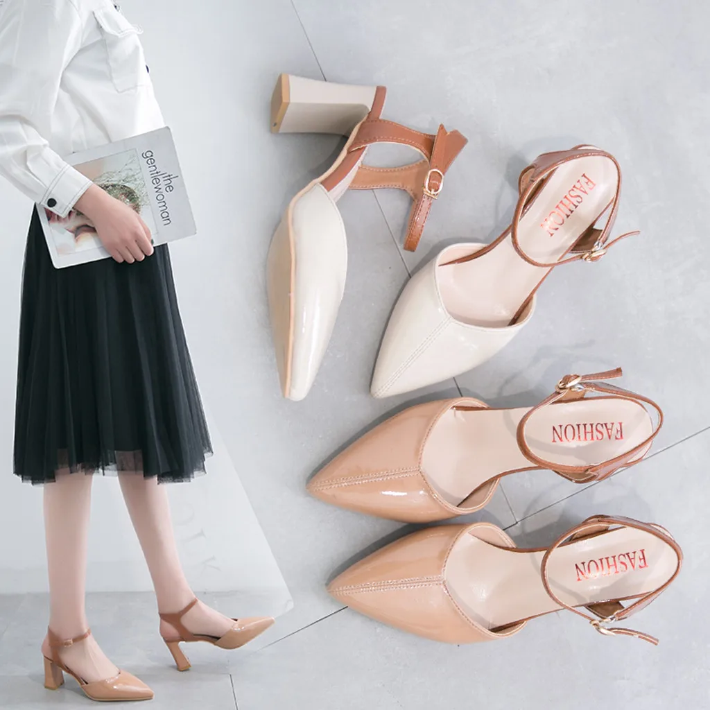 

Women Sandals Summer Cutout Female Shoes Woman Summer Pointy Workplace Sandals Ladies Square with Wild Sandals Women Sandalias