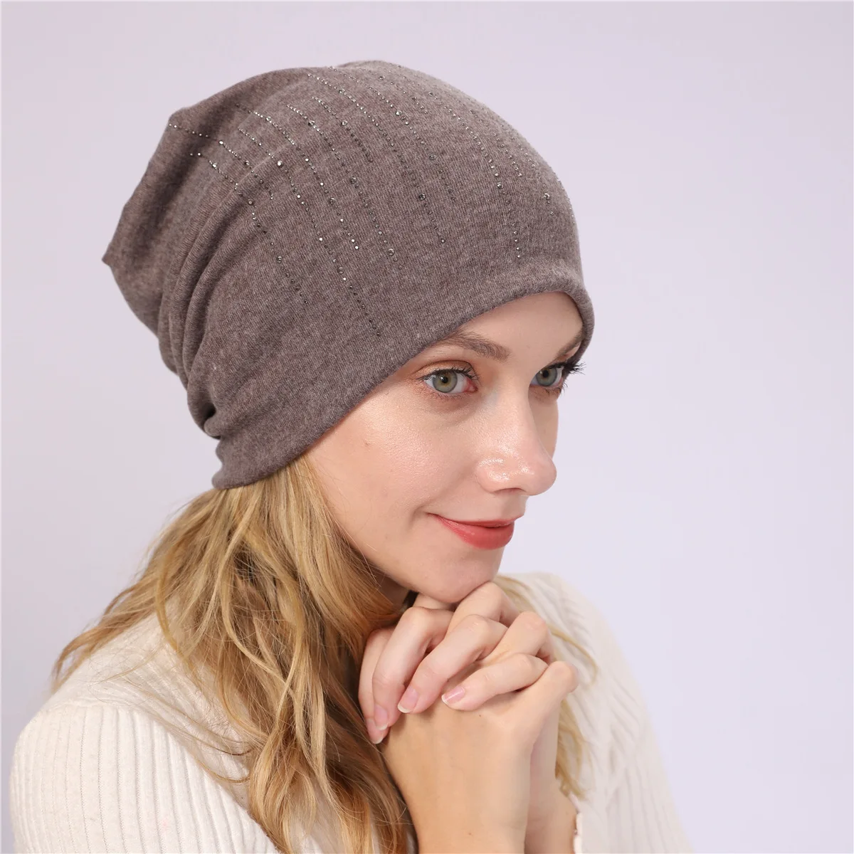Стразы beanies turban головные уборы для женщин эластичные мягкие хлопковые шапки бини шапки Женская мода шапки сплошной цвет весна-осень шляпа