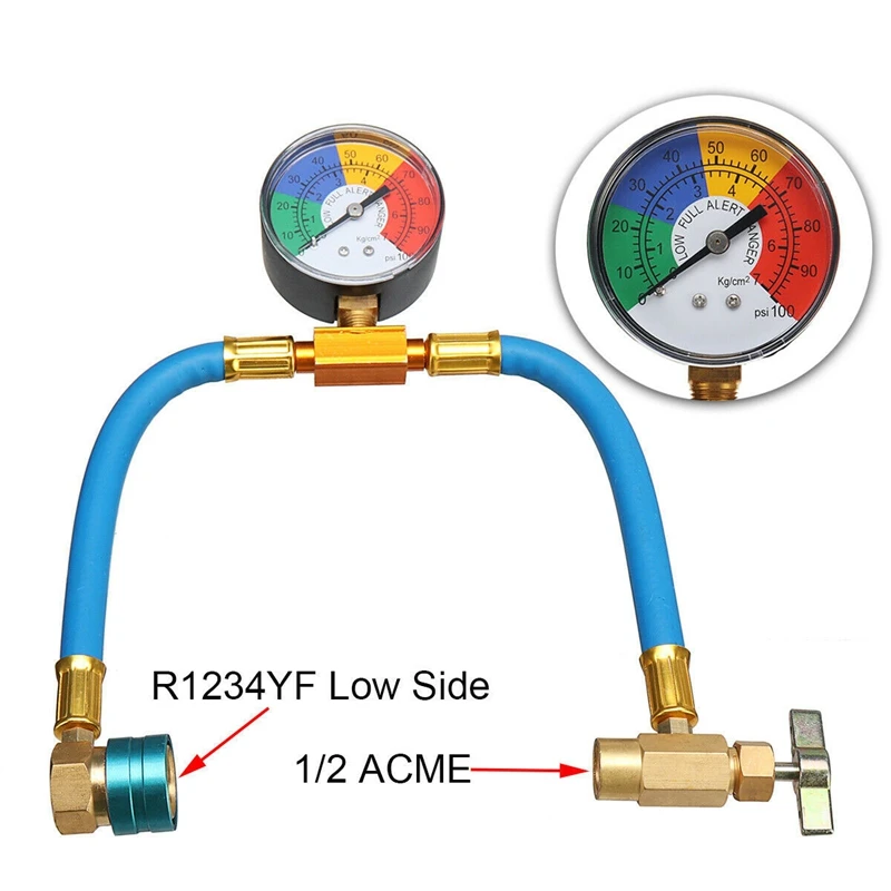 R-1234YF A/C Service Charging Hose Coupler Recharge Refrigerant Can Taper with Gauge R1234YF Low Side | Автомобили и мотоциклы