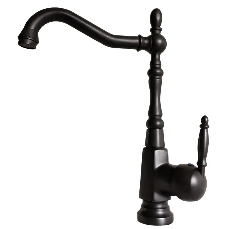 

Black Oil Rubbed Bronze Kitchen Wet Bar Bathroom Vessel Sink Faucet Mixer Tap Single Hole Swivel Spout One Handle mnf384