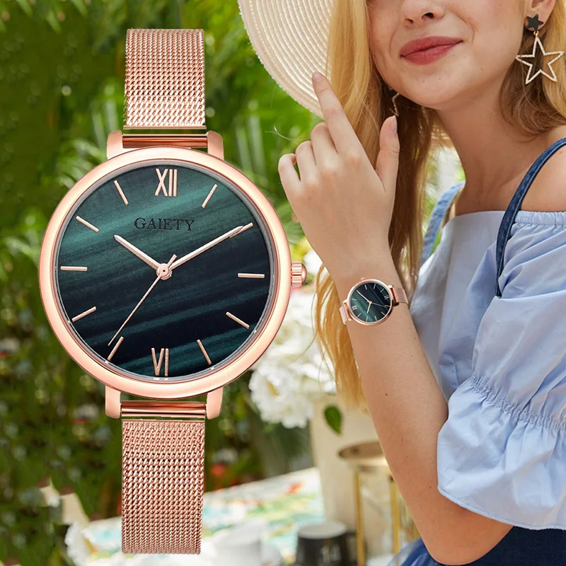 Женские часы под платье из нержавеющей стали роскошные брендовые кварцевые с