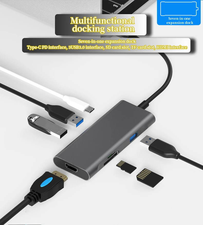 Type-c docking station HDMI HD 4k usb3.0 HUB all-in-one converter multi-function hub for phone MacBook Pro Air Huawei XiaoMi