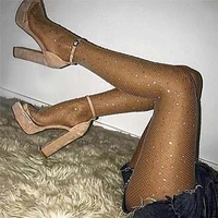 women sexy stockings tights bling rhinestone mesh fishnet pantyhose shiny stockings hosiery femme tights calcetines mujer