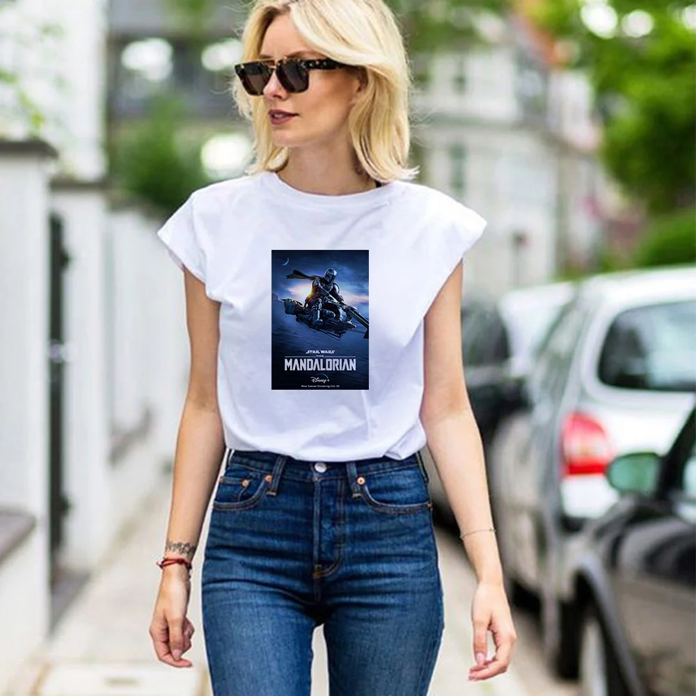 

Disney The Mandalorian Streetwear T-shirts Women This Child Baby Yoda Fashion Shirts Short Sleeve Urban Leisure Style