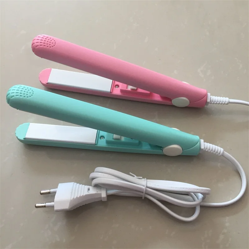 

2020 New Professional Hair Straightener Mini Travel Ceramic Straightening Irons Blue Hair Flat Iron With Free EU Adapter