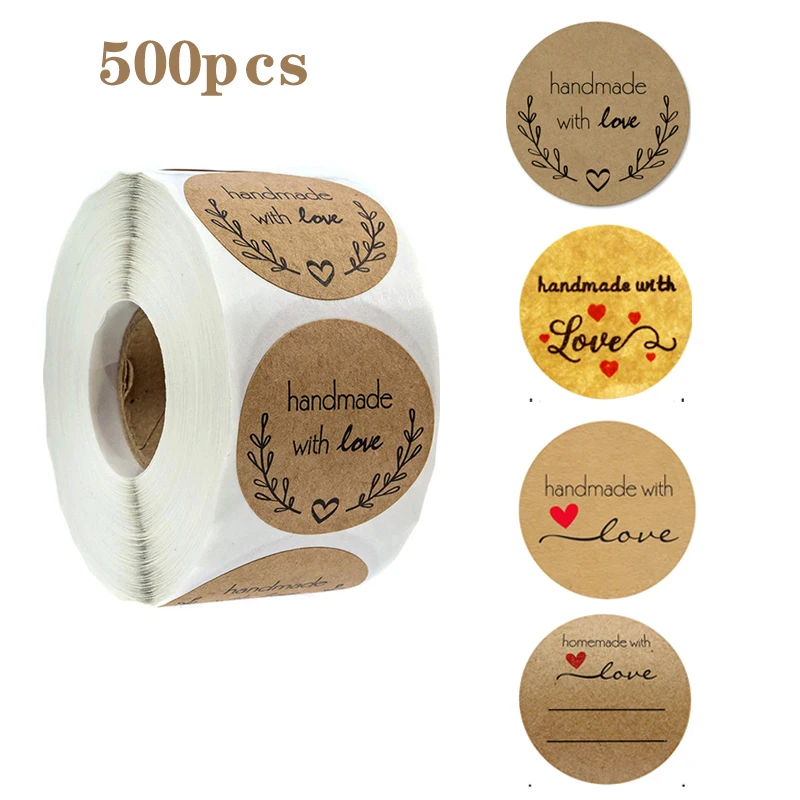 Наклейки из крафт-бумаги, 500 шт./рулон - изображение