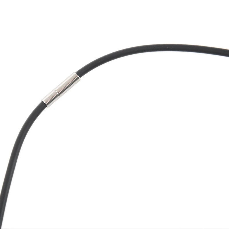 

m Black Rubber Cord Necklace with Stainless Steel Closure - 18 Inch