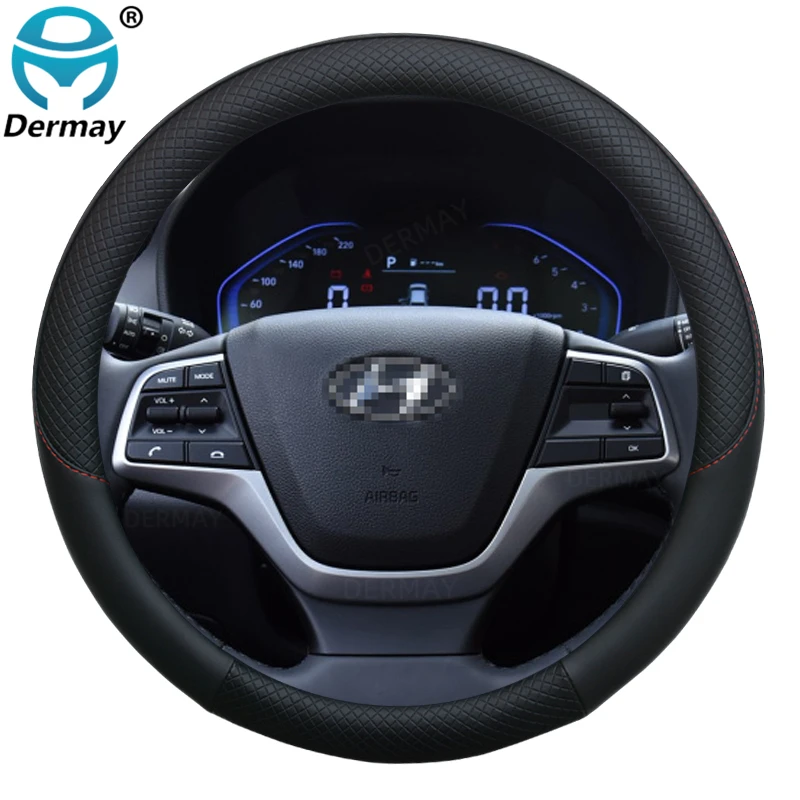 

100% г., бренд DERMAY для Hyundai Accent Pony Excel Presto X2 Mitsubishi Precis чехол рулевого колеса автомобиля, кожаные противоскользящие автомобильные аксессуары из микрофибры