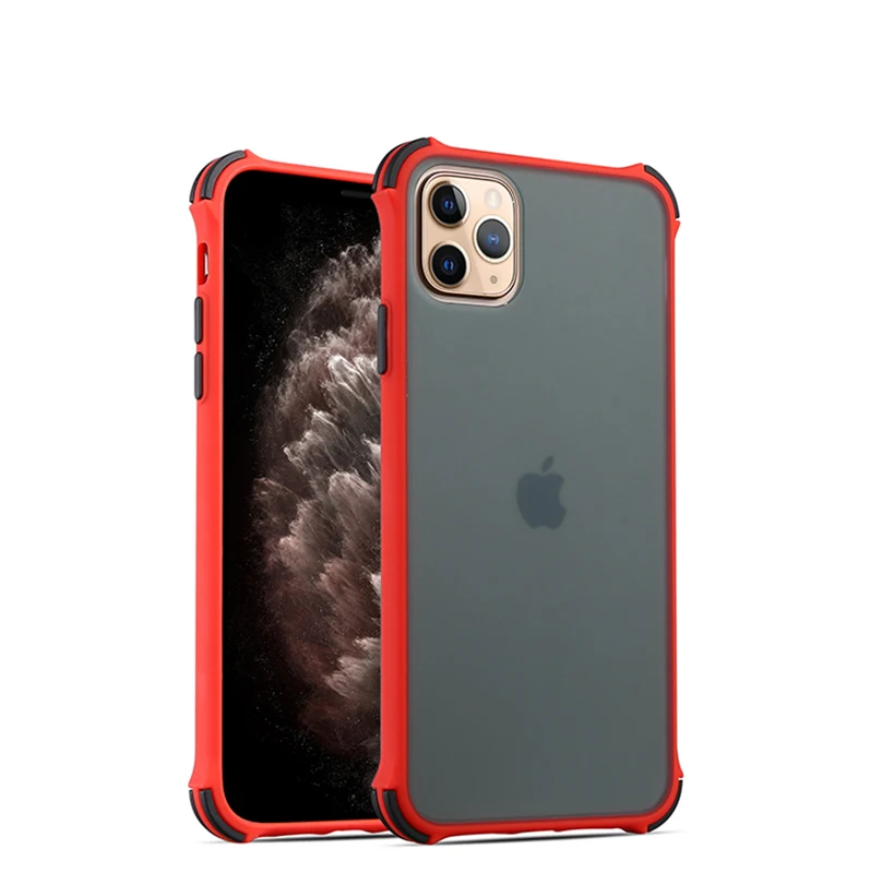 Красный Матовый противоударный чехол для Iphone 11 Pro Xs Max X Xr, Жесткий ПК, прозрачный чехол на заднюю панель для Iphone 7, 8, 6s, 6 Plus, противоударный чехол - Цвет: Красный