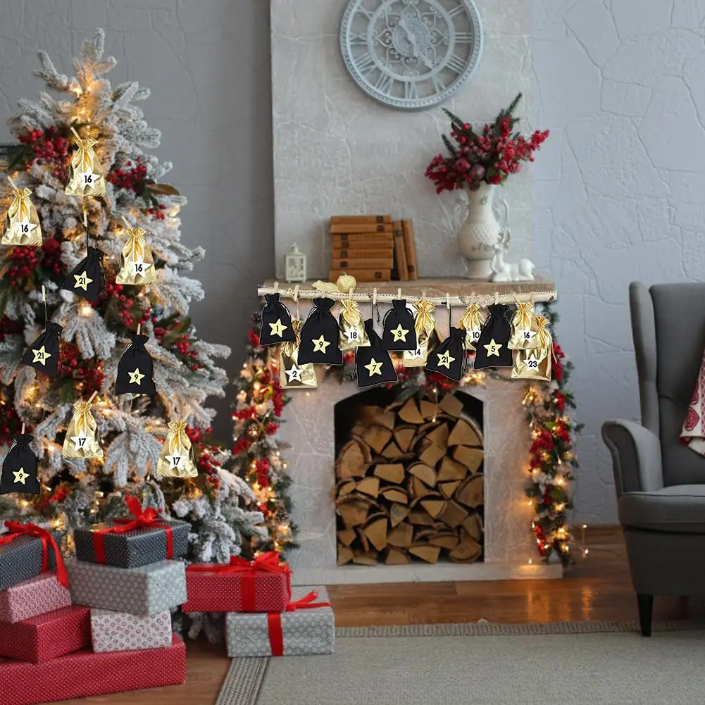 Рождественский календарь подарочный пакет для рукоделия с обратным отсчетом