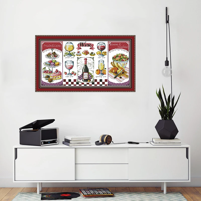 Набор для вышивки крестиком Joy Sunday наборы с красным вином и десертами ткань