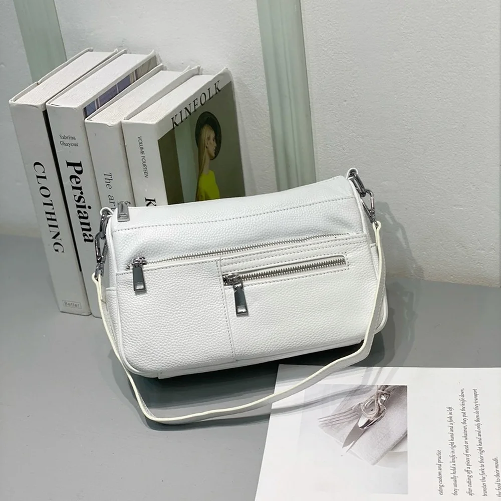 

Luxury Soft Genuine Leather Handbag for Women Multi-function Square Shoulder Bag Multi-pocket Cowhide Messenger Bags 2021 New