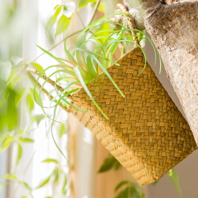 

Hot Selling Rattan Sea Grass Baskets Flower Pot Home Storage Woven Vase Basket