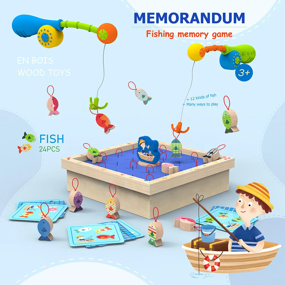 

Montessori Educational Wooden Toys Children Busy Board Math Fishing Children's Wooden Preschool Montessori Toy Counting Geometry