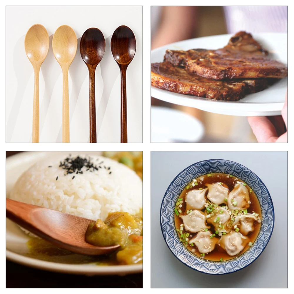 

1pc Wooden Spoon Fork Bamboo Kitchen Cooking Utensil Tools Soup-Teaspoon Tableware Kitchen Accessories Utensils Kitchen Tools
