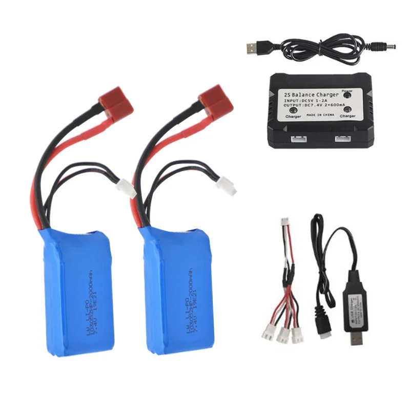 7 4 V 2000 мА/ч 25C LiPo Батарея для wltoys A959 B A969 A979 K929 Дрон 144001 дистанционного Управление