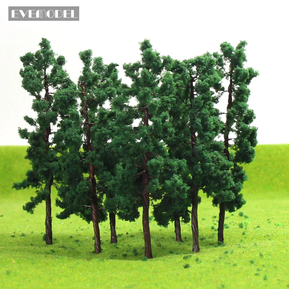 D8030 20pcs OO HO Scale Model Trains Layout Iron Wire Trunk Deep Green Trees 80mm Railroad Layout