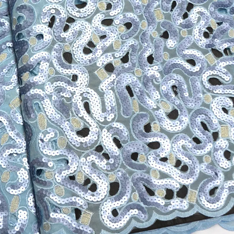 Последняя африканская кружевная ткань 2020 высокое качество небесно-голубое