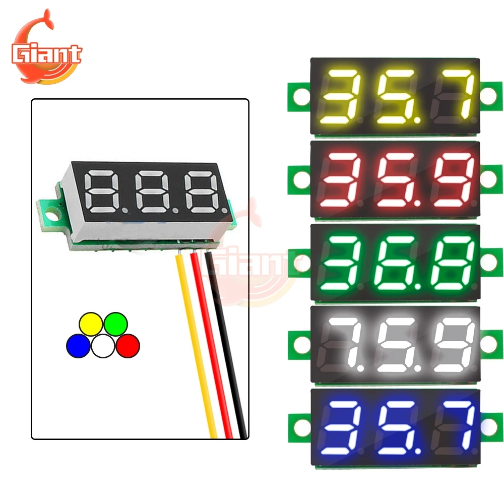 DC 0 V-100 V 0,28 дюймов светодиодный цифровой вольтметр измеритель напряжения детектор напряжения монитор тестер панель автомобиля 5V 12V 24V красный зеленый синий желтый