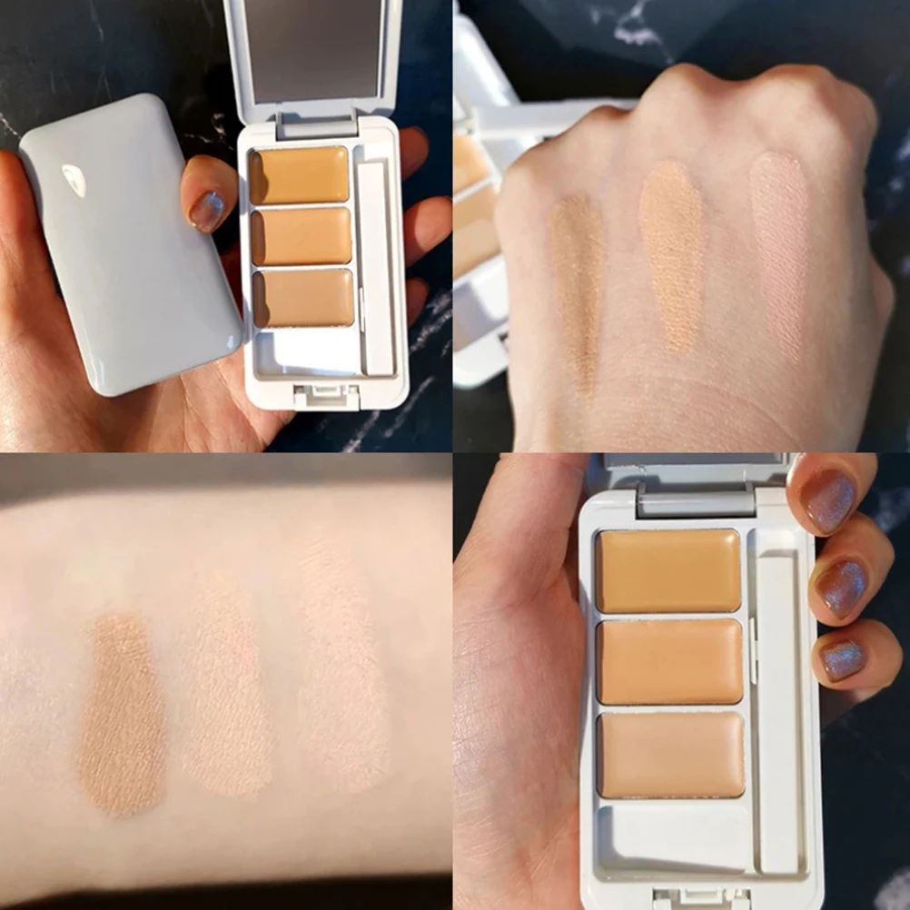 

3 Colors Concealer Foundation Cream Cover Acne Marks Freckles Dark Circles Bags Acne Moisturizing Concealer Facial Makeup Brush