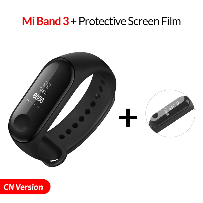 CN With Screen Film Xiaomi Mi-браслет 3, умный Браслет, фитнес-браслет, сенсорный экран, OLED, частота сердечных сокращений, смарт-браслет, глобальная версия - Цвет: CN With Screen Film