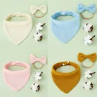 Слюнявчики детские из чистого хлопка, для новорожденных девочек эластичный, набор из повязки на голову с бантом, 2 шт.