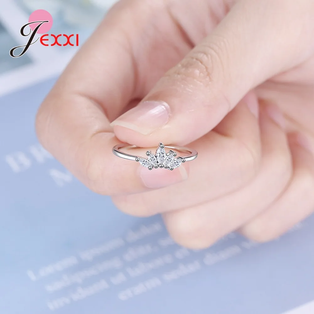 

New Arrival Original 100% 925 Sterling Silver Ring Enchanted Crown Open Rings Fashion Clear Shine CZ Rings Adjustable Size