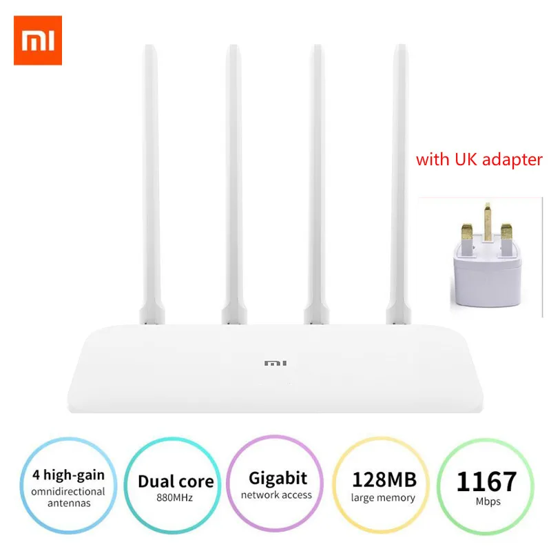 Маршрутизатор Xiaomi Mijia Smart Home 4A Gigabit Version 2 4 ГГц 5 Wi Fi 1167 Мбит/с ретранслятор 128 Мб DDR3 с