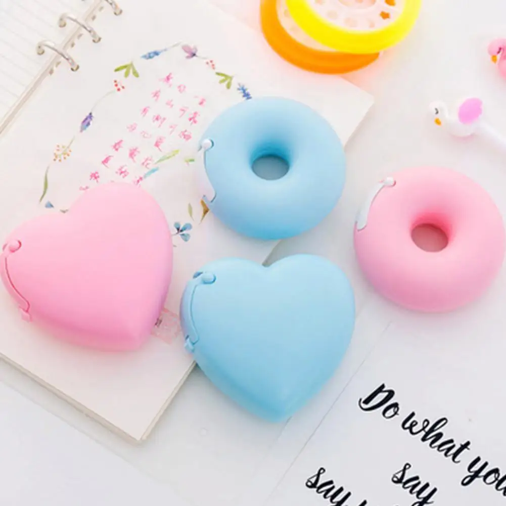 

Korea Cartoon Tape Dispenser Stationery Portable Tape Small Holder Inside With Invisible Donut Tape Tape M9g0