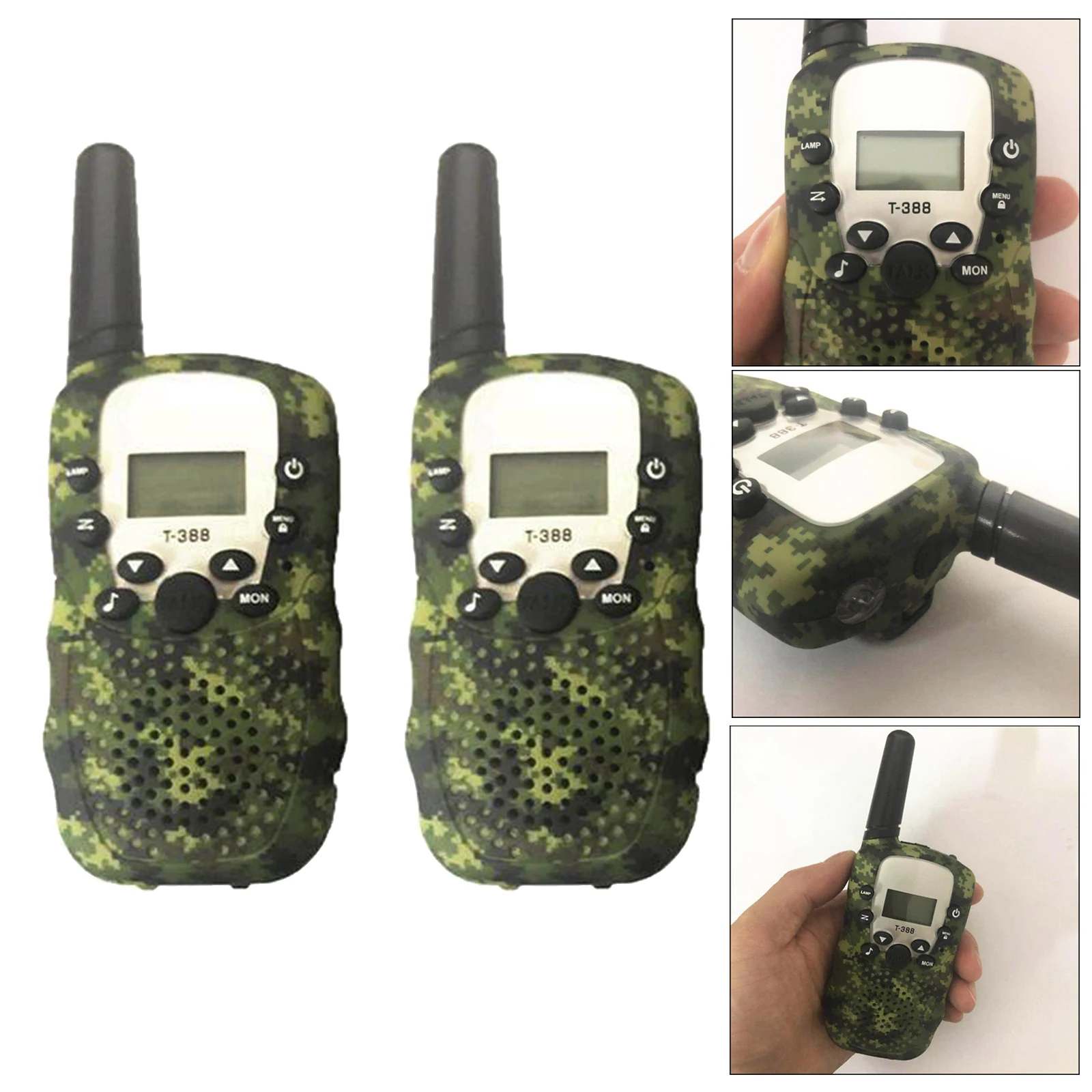 

2pcs Walkie Talkies for Kids T-388 22 Channels with Flashlight Outdoor Camping Activities Green Camouflage