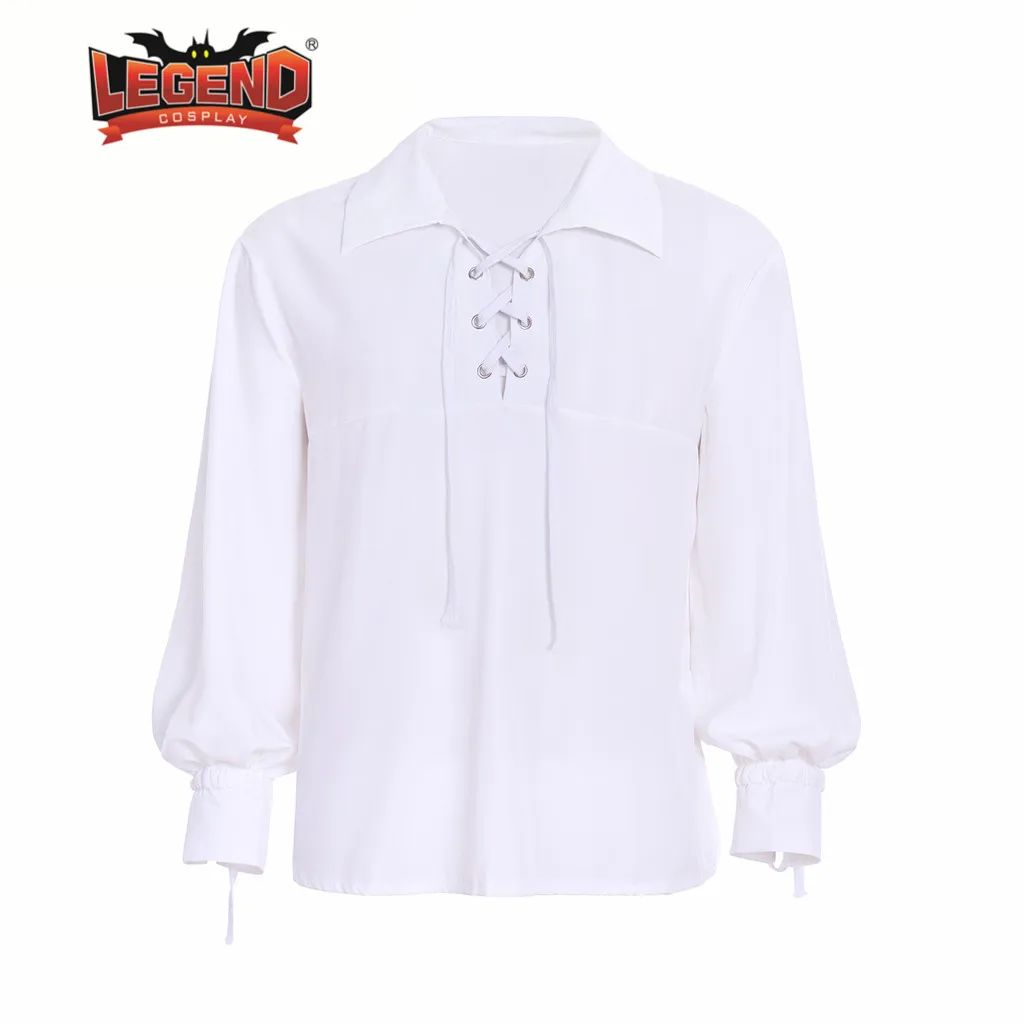 Мужская шотландская якобита Ghillie Kilt Highland рубашка с длинным рукавом со шнуровкой