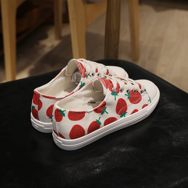 Cute ladies spring and autumn essential canvas shoes pineapple strawberry fruit pattern casual fashion sneakers wild 2020 W31-48 | Обувь