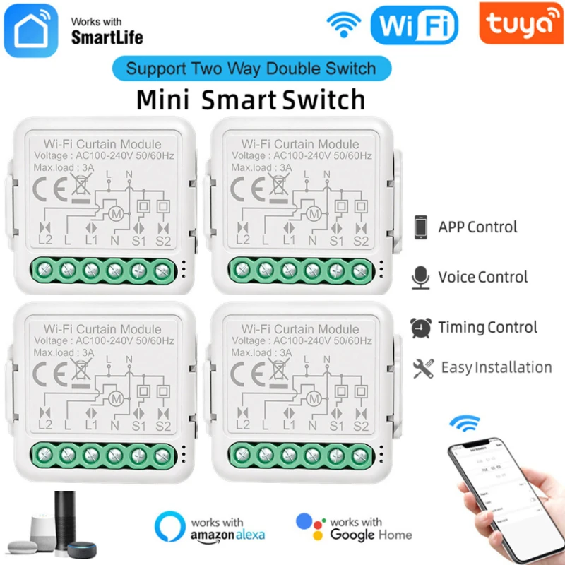 

Модуль переключателя для штор Tuya Smart WiFi для умного дома, беспроводной пульт дистанционного управления с возможностью работы с Google Home Alexa