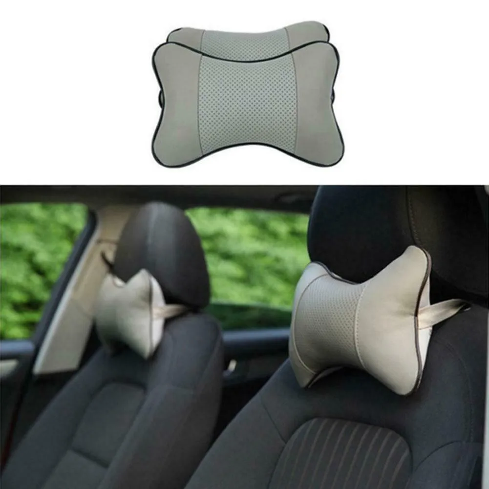 

2pcs Car Neck Pillow Accessory Comfortable Headrest Neck PU Leather Pillow