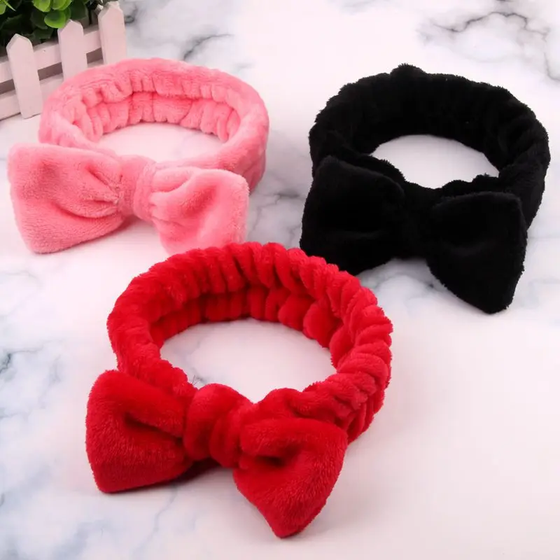 

Women Coral Fleece Headband Makeup Hairband for Washing Hair Accessories Bow Headband Solid Color Wash Face Cute Girls Turban