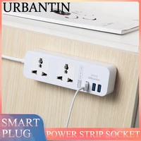 urbantin 2 ac socket smart home power strip electrical socket for home office 5v 2 4a 3 usb outlet plug fast charging eu uk us