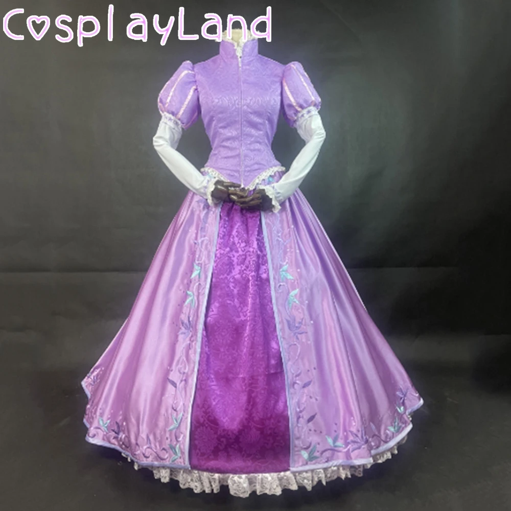 Princess Dress Cosplay Costume Halloween Fancy Dress Women Dress Purple Lace Up Gown Suit Party Dress Embroidered Skirt