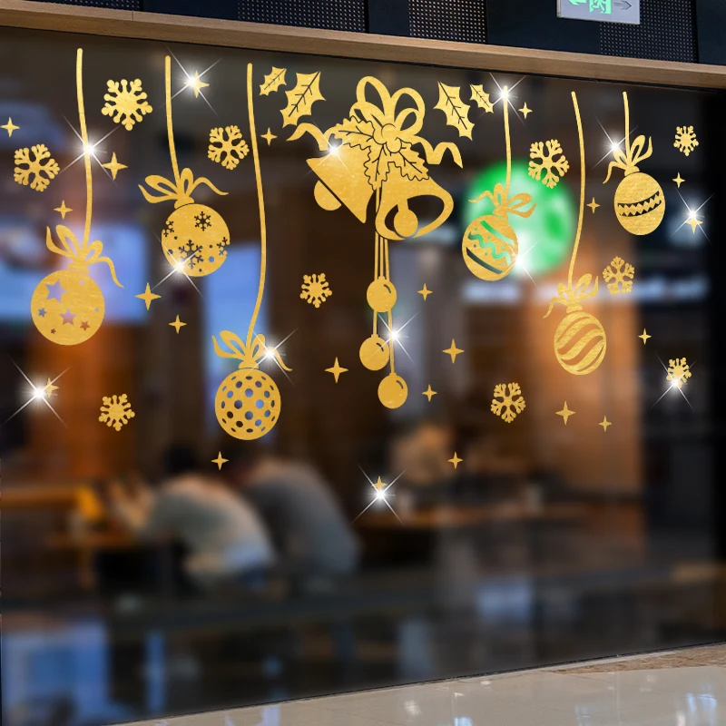 

[SHIJUEHEZI] Christmas Window Stickers DIY Bells Wall Decals for Living Room Bedroom Glass New Year Festival Home Decoration