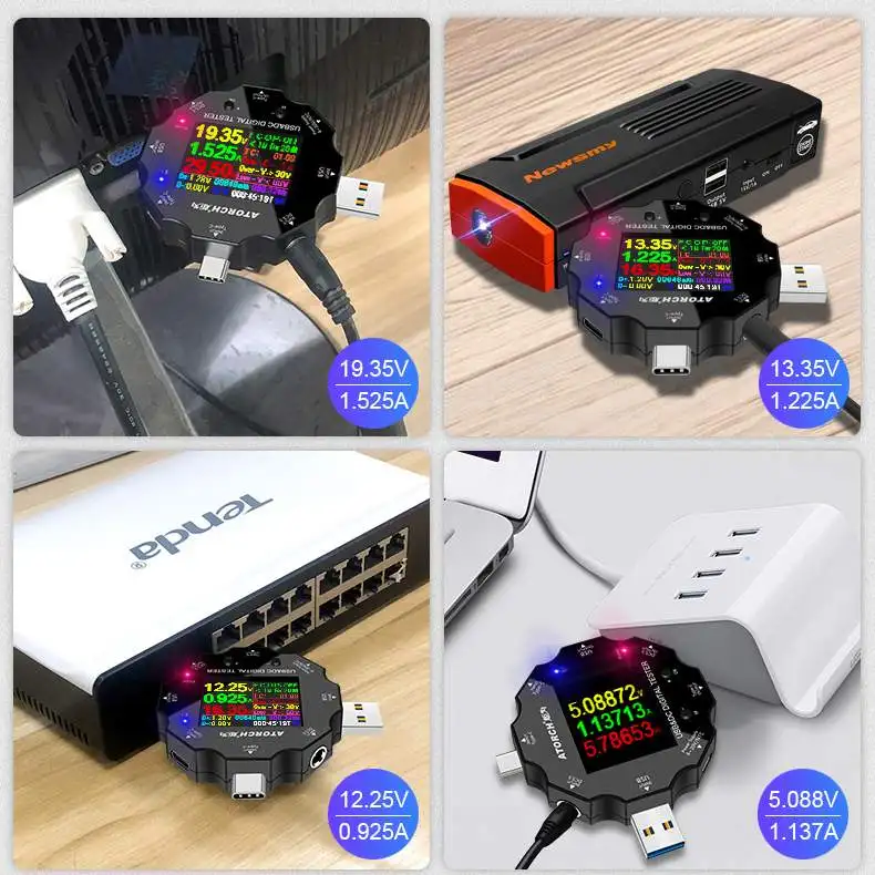 UD18 bluetooth цифровой вольтметр USB3.0/DC/Тип-C 18 в 1 взаимный обмен данными между компьютером и периферийными устройствами тестер приложения DC Вольтметр Амперметр HD Экран 6-Bit Дисплей