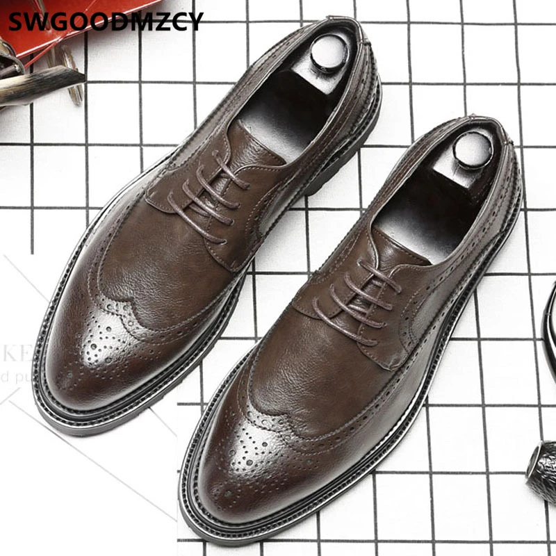 Туфли-Броги мужские деловые брендовые итальянские туфли элегантные для офиса