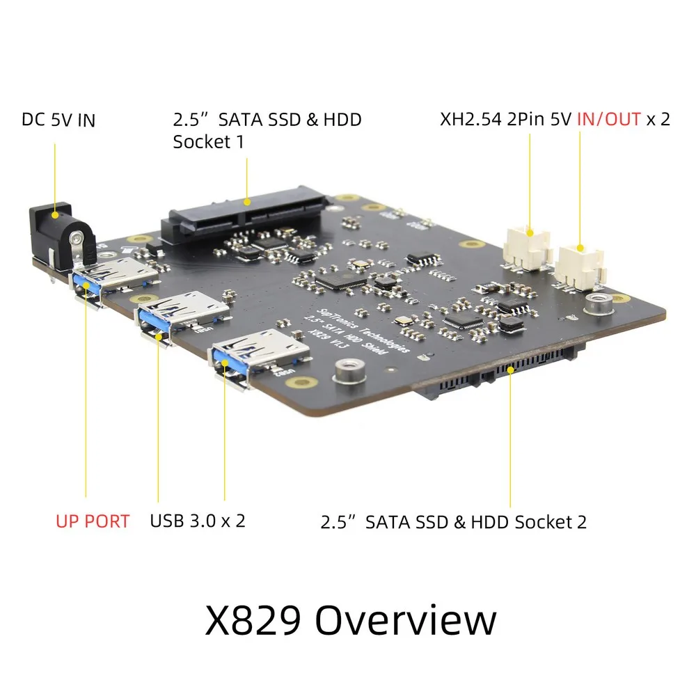 Raspberry Pi X829 двойная Плата расширения для жесткого диска/SSD SATA 2 5 дюйма с кабелем USB 3 0