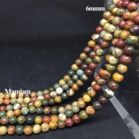 mamiam natural picasso jasper beads 6 10mm smooth round loose stone diy bracelet necklace jewelry making gemstone gift design