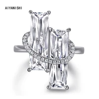 aiyanishi luxury 925 sterling silver engagement cluster ring for women emerald rings 2021 wedding trend female jewerly gifts