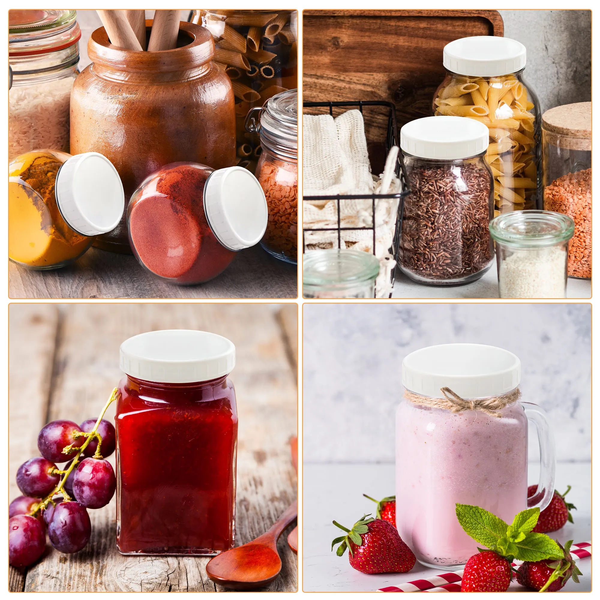 

10pcs Sealing Mason Jar Cover Leakproof Plastic Caps Drinking Cup Mug Caps For Glass Storage Bottle Wide-neck Jar Bottles