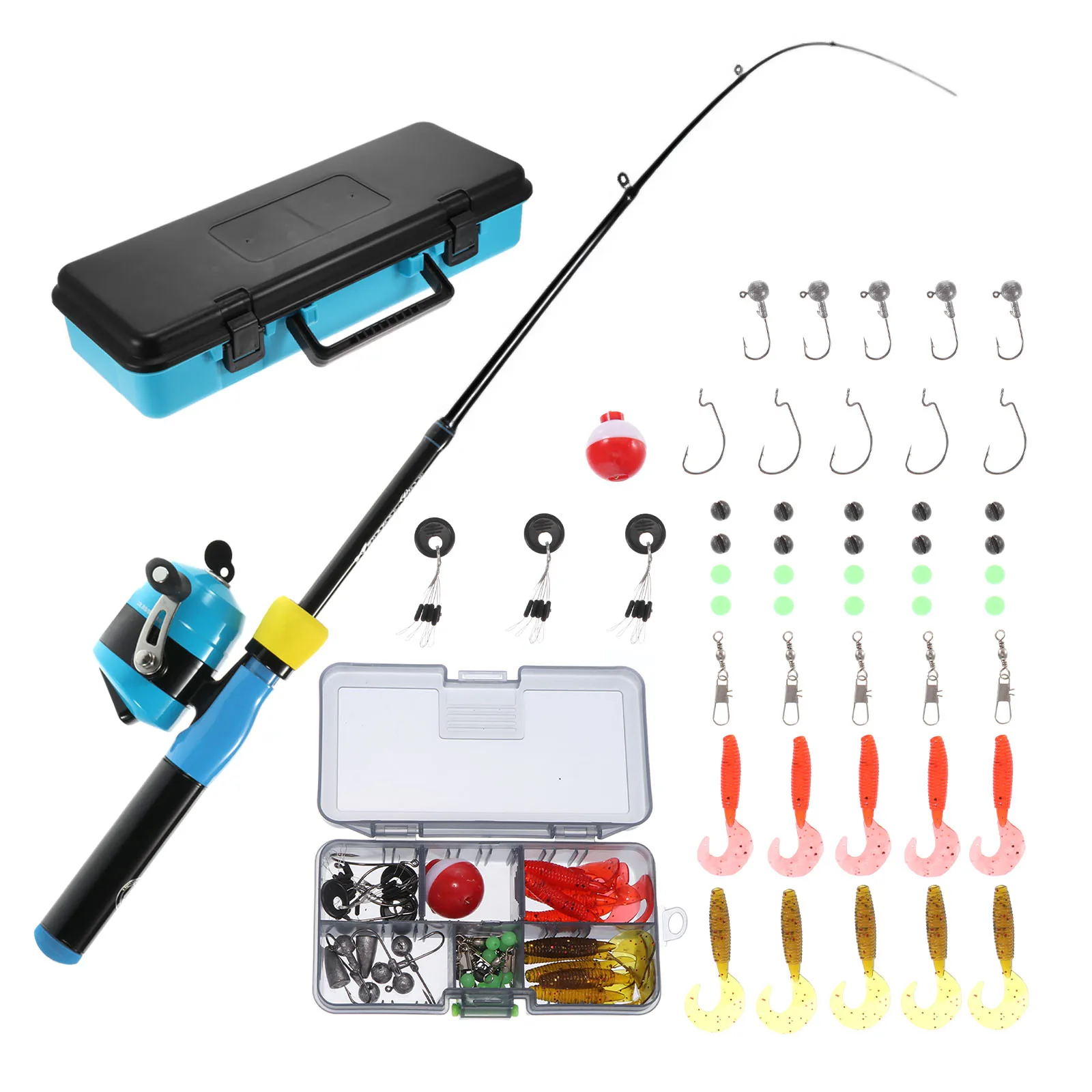 

59 шт., Детский набор рыболовных снастей с ящиком для хранения