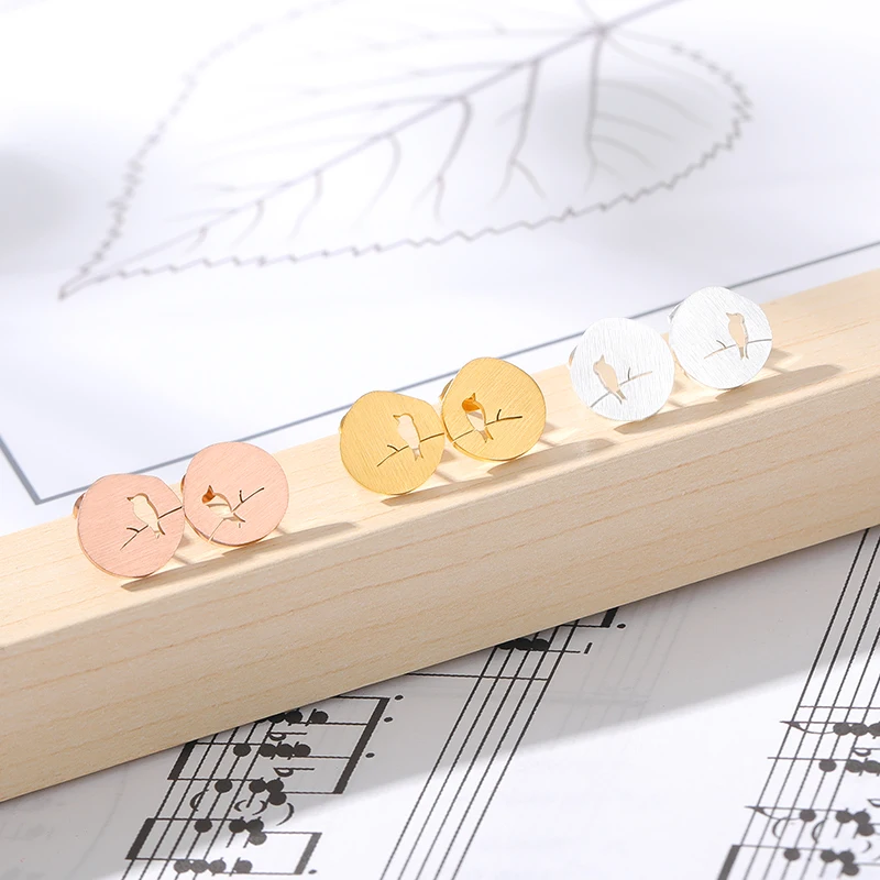 Великолепная сказка уникальный Птица на ветке Серьги-гвоздики Модные украшения