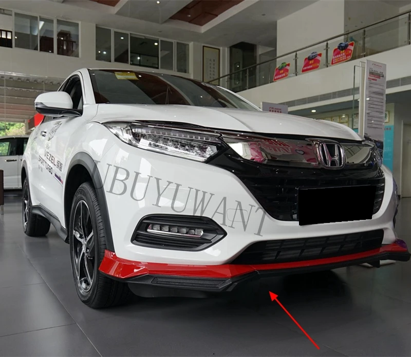 Для Honda HRV VEZEL 3 шт. автомобильный передний нижний бампер диффузор для губ и 1 шт. задний бампер спойлер Комплект кузова