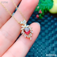 kjjeaxcmy fine jewelry 925 sterling silver inlaid natural gemstone garnet female female miss woman pendant necklace exquisite