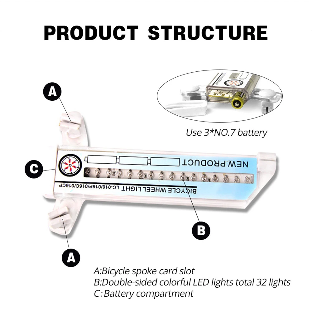

32 Pattern Bike Light Bicycle Wheel Light Double Display Flash 32 RGB LED Light Bicycle Spoke Lamp Night Riding Cycling Lighting